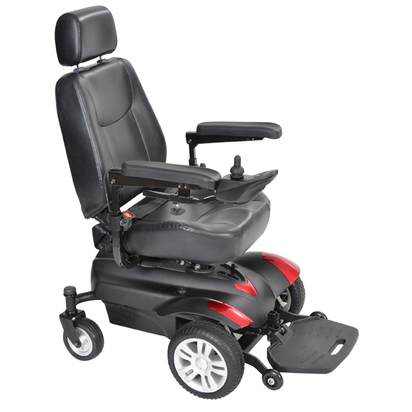 Titan Front Wheel Power Wheelchair - 18 Inch Full Back Captain Seat, Right Handed - Click Image to Close